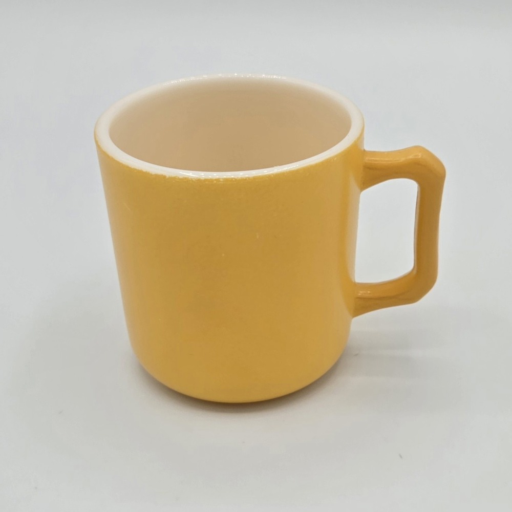 Vintage Hazel Atlas Milk Glass Cup Mug Yellow‎ 3" D Handle Vtg MCM
